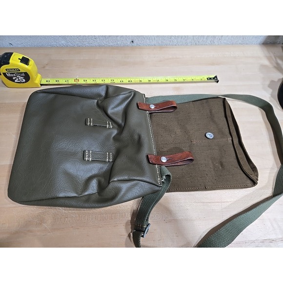 Vintage Swiss Army Military‎ Bag Bread Messenger Canvas Leather Military PICK* - Picture 5 of 11